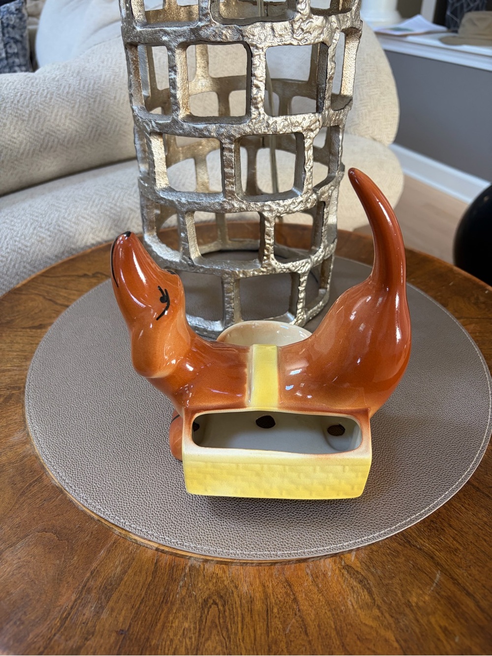 Vintage Ceramic Dachshund planter/decor